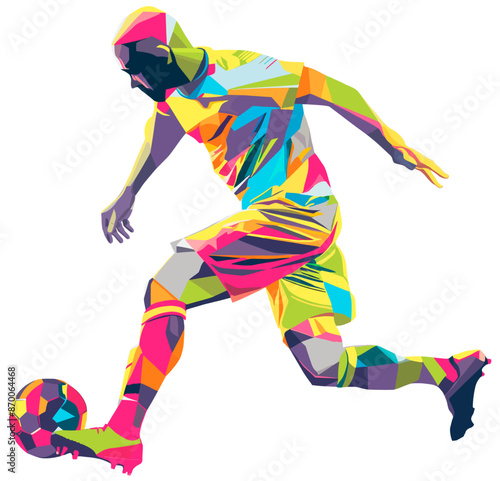 Professional male football player, colorful minimalist vector illustration