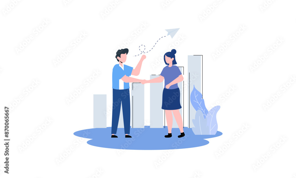 Goal-focused, support and teamwork, help in overcoming obstacles illustration Goal-focused, support and teamwork, help in overcoming obstacles illustration