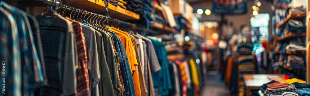 Obraz premium Clothing Rack with Various Apparel in Store