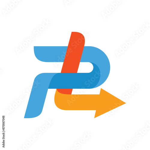PL logo design with arrow concept