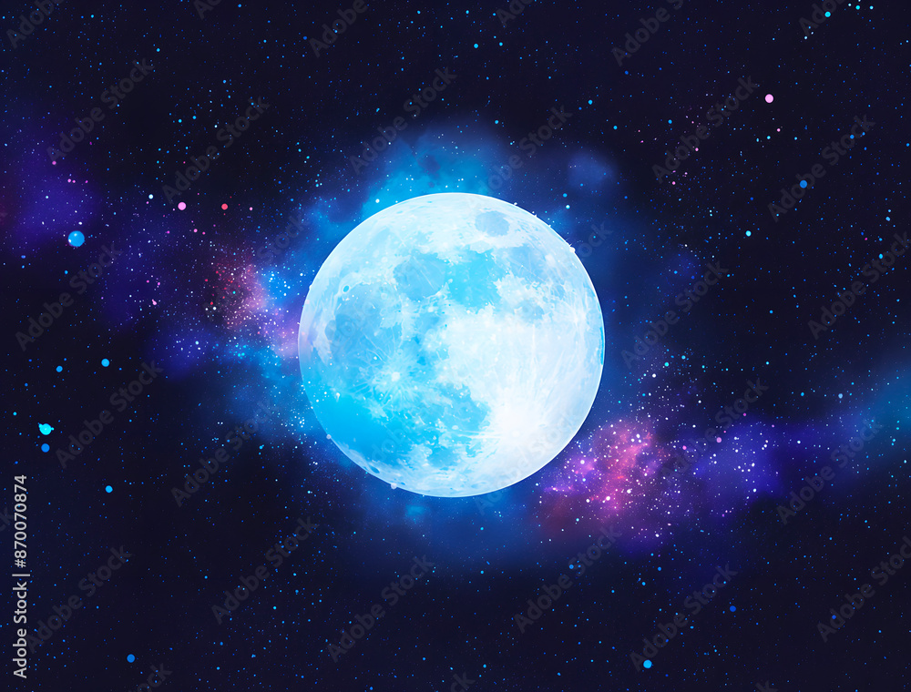 Obraz premium 星空に浮かぶ月 満月