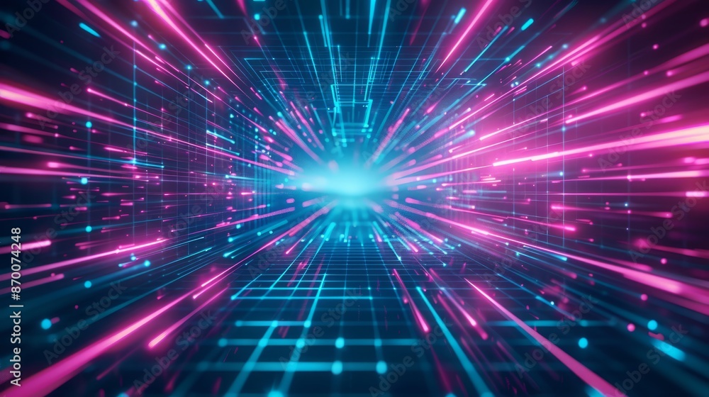 Abstract futuristic technology abstract background with lines for network, big data, data center, server, internet, speed. dark blue and pink neon lights into digital technology tunnel Abstract futuristic technology abstract background with lines for network, big data, data center, server, internet, speed. dark blue and pink neon lights into digital technology tunnel