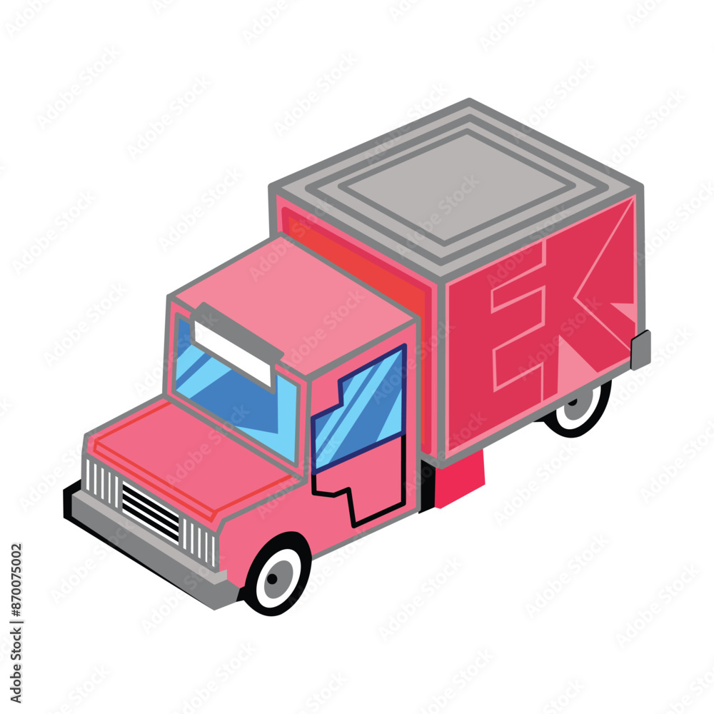 Truck isometric icon. 3d isometric. illustration of a box car which is usually used to send goods. Illustration design elements with an industrial vehicle theme Truck isometric icon. 3d isometric. illustration of a box car which is usually used to send goods. Illustration design elements with an industrial vehicle theme