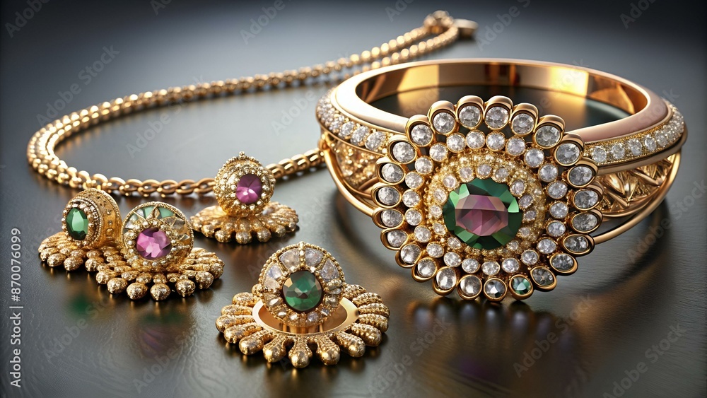 Jewelry isolated on background. 3d rendering - illustration Jewelry isolated on background. 3d rendering - illustration
