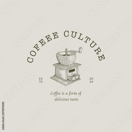 vintage coffee logo with engraving style