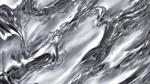abstract glossy silver metal fluid background, motion