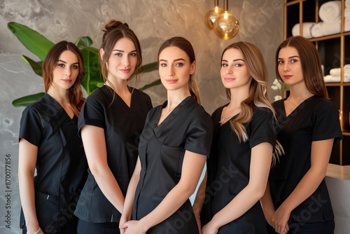 Photography of aesthetic Romania team therapists in beauty center.	
