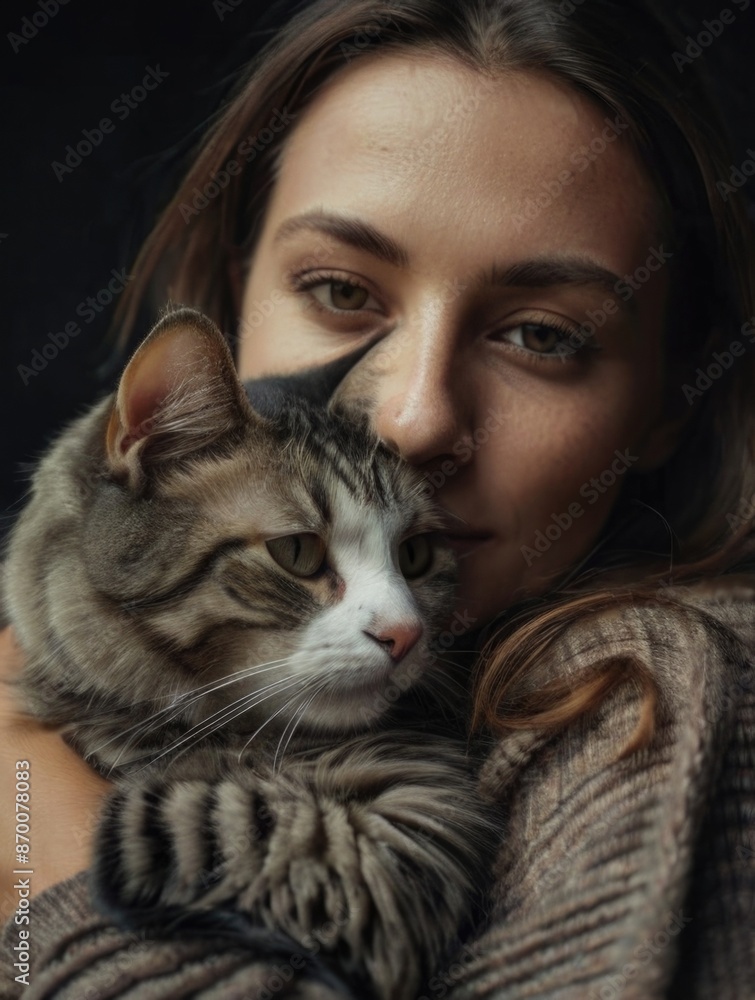 a woman is holding a cat in her arms a woman is holding a cat in her arms
