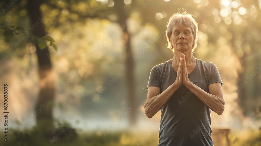 Serene Yoga Practice at Dawn - Middle-Aged Person Engaging in Yoga Exercises Outdoors with Morning Mist and Sunlight, Tranquil Wellness Ritual Serene Yoga Practice at Dawn - Middle-Aged Person Engaging in Yoga Exercises Outdoors with Morning Mist and Sunlight, Tranquil Wellness Ritual