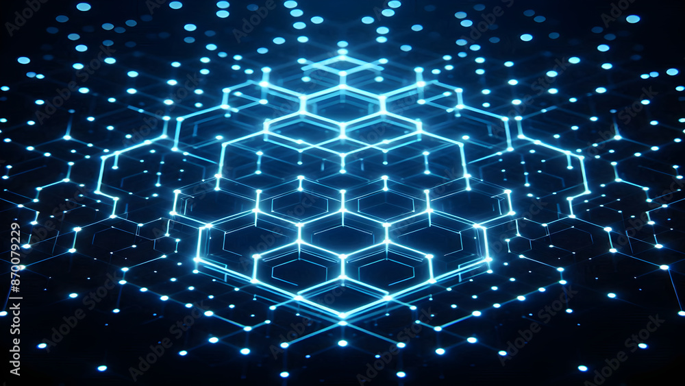 Blue hexagons abstract background with blue lights Blue hexagons abstract background with blue lights