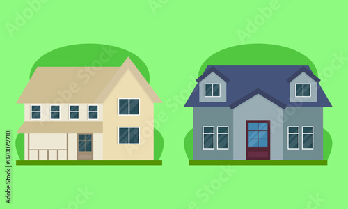 Residential houses with gardens colorful logo