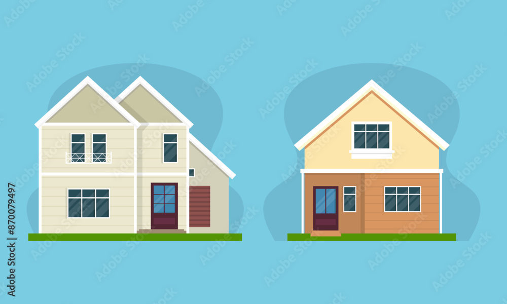 Residential houses with gardens colorful logo Residential houses with gardens colorful logo