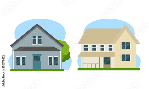 Wallpaper Mural Residential houses with gardens colorful logo Torontodigital.ca