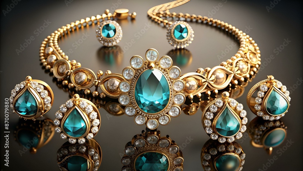Jewelry isolated on background. 3d rendering - illustration Jewelry isolated on background. 3d rendering - illustration