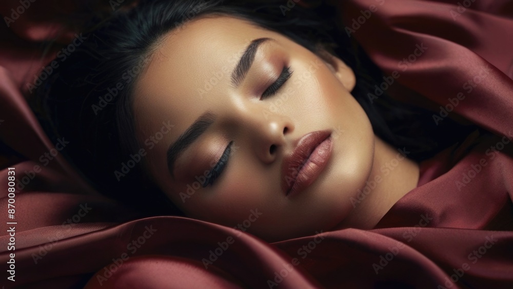 beautiful woman sleeping in Fabric silk beautiful woman sleeping in Fabric silk