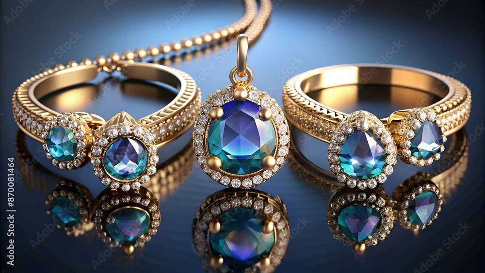 Jewelry isolated on background. 3d rendering - illustration Jewelry isolated on background. 3d rendering - illustration