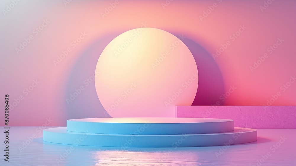 Sleek podium with soft rounded edges against a pastel gradient background, illustration background Sleek podium with soft rounded edges against a pastel gradient background, illustration background