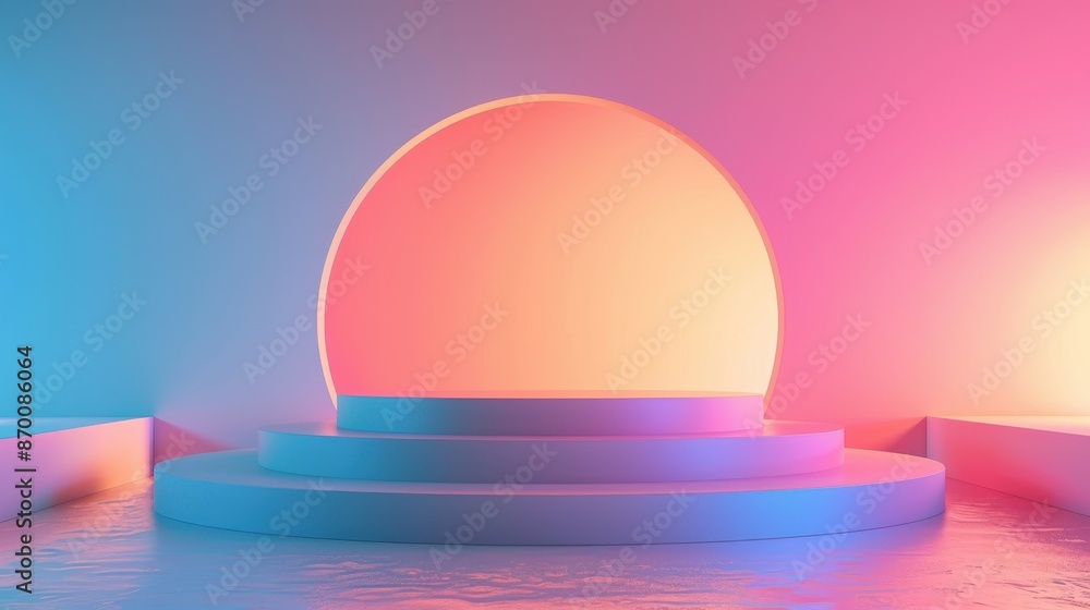 Stylish rounded podium on a soft gradient backdrop, illustration background Stylish rounded podium on a soft gradient backdrop, illustration background