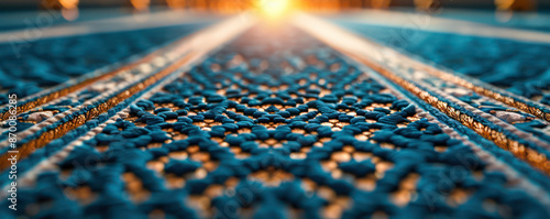 Close-Up of a Decorated Eid Prayer Mat A Symbol of Spiritual Preparation for Eid al-Adha photo