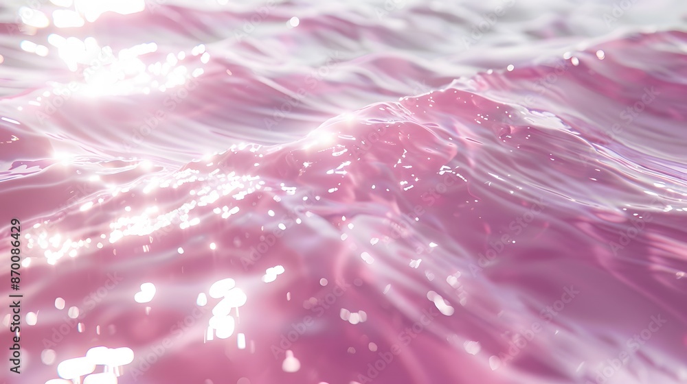 Closeup of pink water wave surface texture with splashes and bubbles. Trendy abstract summer nature background. Coral colored waves in sunlight. Copy space Closeup of pink water wave surface texture with splashes and bubbles. Trendy abstract summer nature background. Coral colored waves in sunlight. Copy space