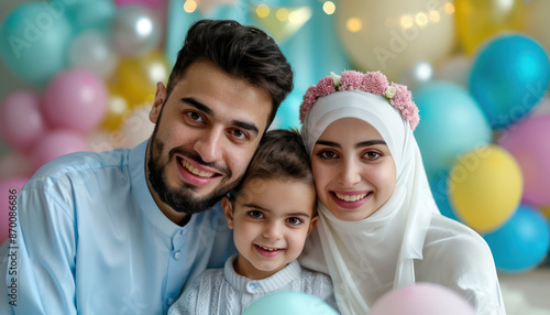 Family Fun at Eid al-Adha Setting Up a Festive Photo Booth with Decorations and Capturing Precious Memories photo