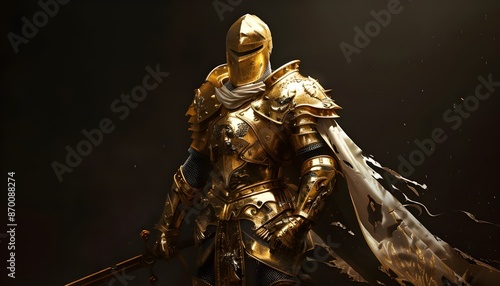 Fantasy knight with gold armor
