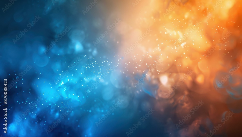 Abstract blue and orange glowing particles. AI. Abstract blue and orange glowing particles. AI.