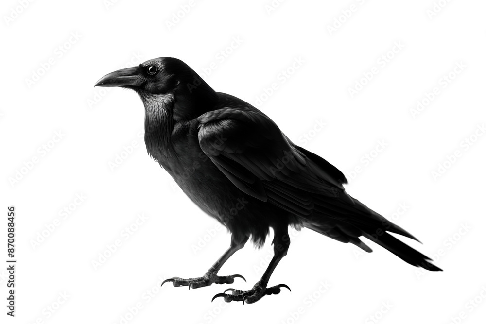 Obraz premium Crow Isolated on White Background | Isolated on Transparent & White Background | PNG File with Transparency