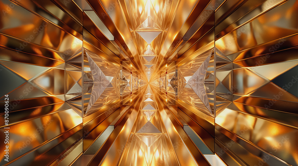 Symmetrical design, abstract gold pattern background, metallic texture, digital art, precise detailing Symmetrical design, abstract gold pattern background, metallic texture, digital art, precise detailing