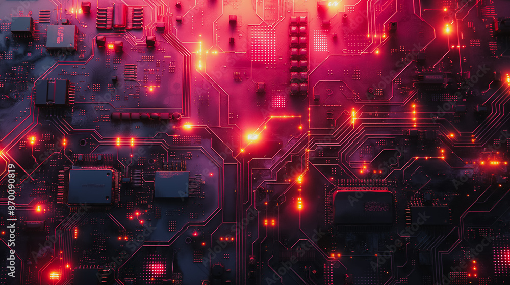 Abstract electronic circuit board pattern with vibrant colors and intricate details, digital art, high-tech background Abstract electronic circuit board pattern with vibrant colors and intricate details, digital art, high-tech background
