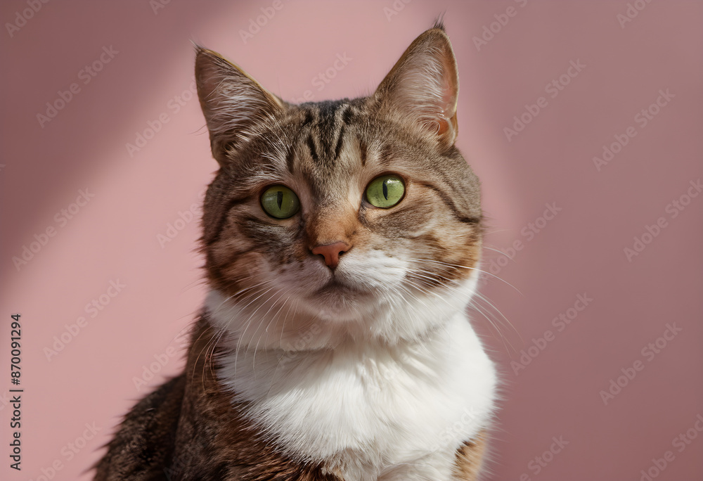 Portrait of a cat with pink background Portrait of a cat with pink background