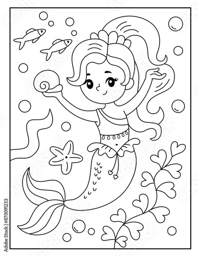 Mermaid coloring pages for kids