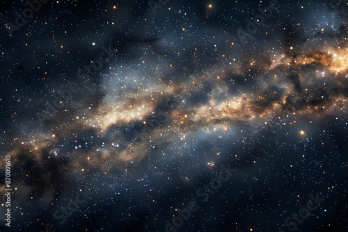 Stunning panoramic view of the Milky Way galaxy, with countless stars, nebulae, and cosmic dust. Perfect for space exploration, astronomy, and science fiction projects.