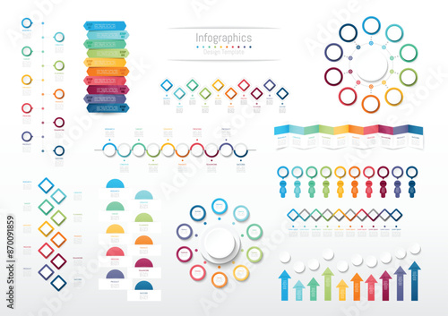 Set of Infographic 10 options design elements for your business data. Vector Illustration.