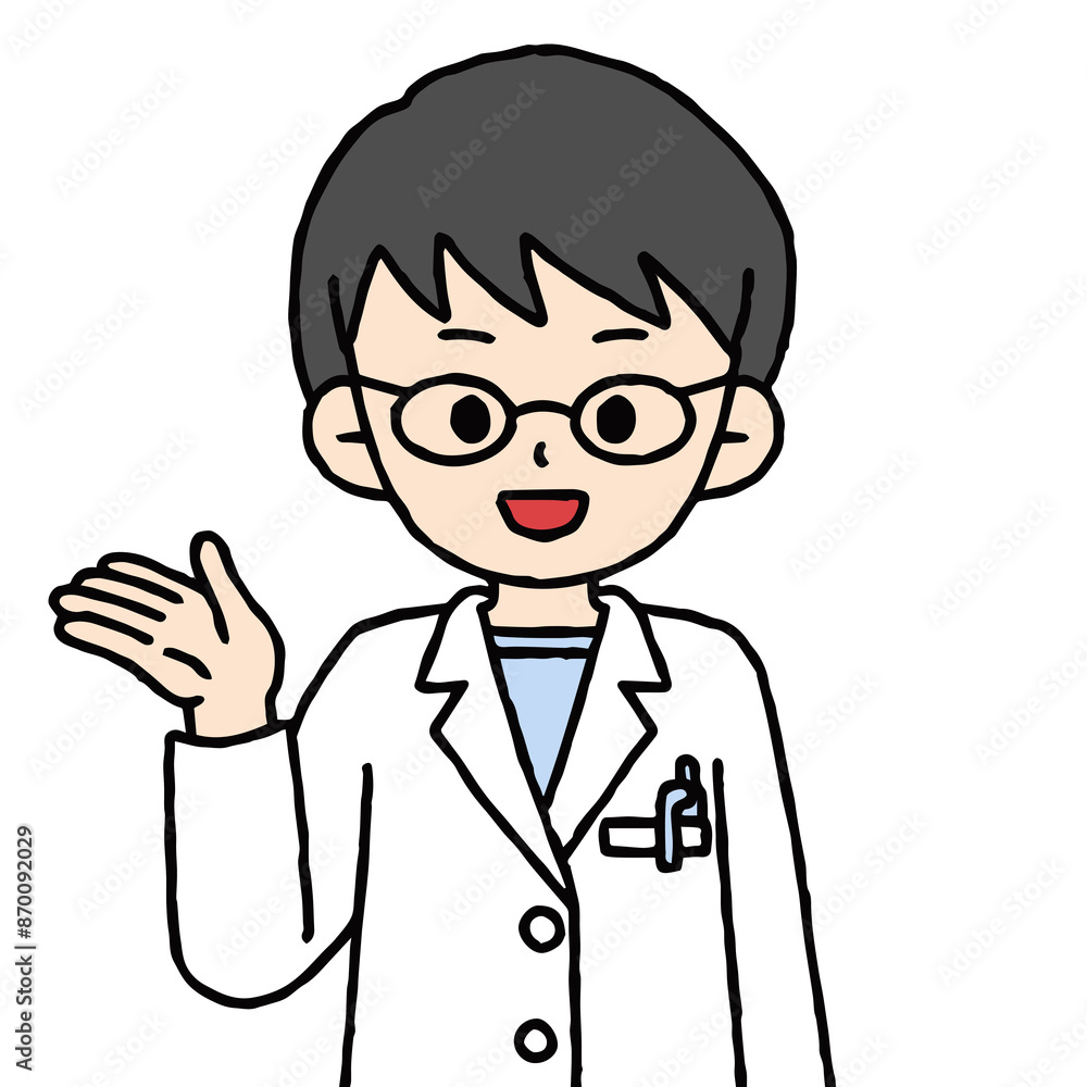 男性の薬剤師が案内している 男性の薬剤師が案内している