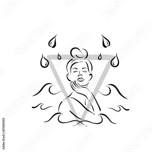 Ilustración Mujer Rostro lineal invierno mar yemanja