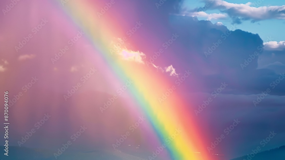 A rainbow arcing across the sky after a rainstorm is a beautiful symbol of renewal and promise. A rainbow arcing across the sky after a rainstorm is a beautiful symbol of renewal and promise.