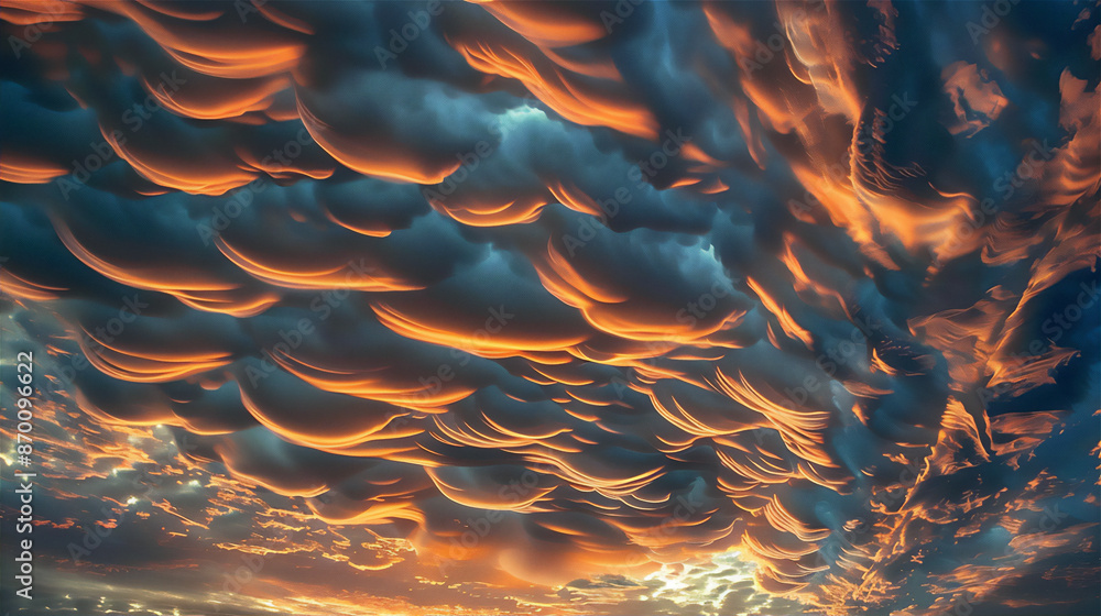 Obraz premium Sunset sky with dramatic clouds, cirrus clouds
