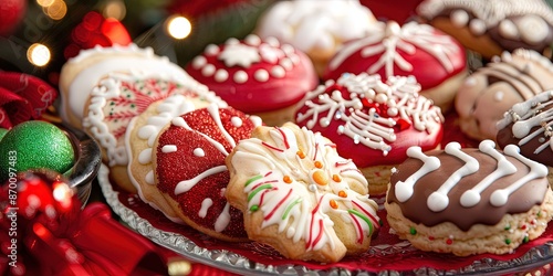 christmas cookies in a variety of shapes, colors and flavors