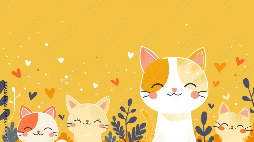 Yellow Background with Adorable Cartoon Illustrations Yellow Background with Adorable Cartoon Illustrations
