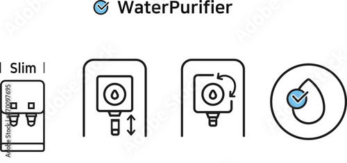 WaterPurifier function Vector illustration icon. Explains the functions of the water purifier.