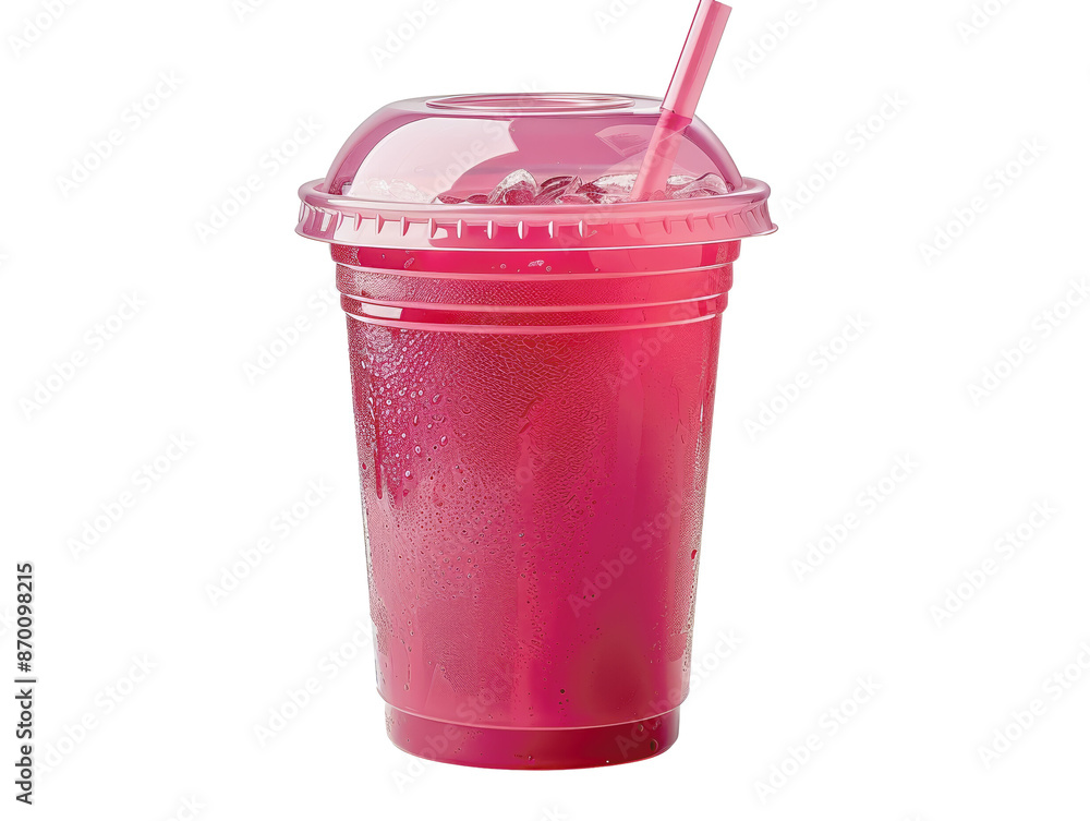 A refreshing pink smoothie in a clear plastic cup with a straw, ready to be enjoyed on a hot summer day. A refreshing pink smoothie in a clear plastic cup with a straw, ready to be enjoyed on a hot summer day.