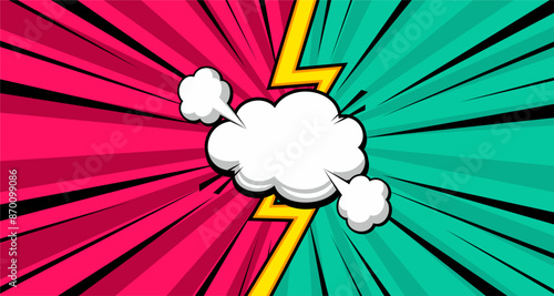 Comic duel background with two opposite sides slanted lines and halftone effects