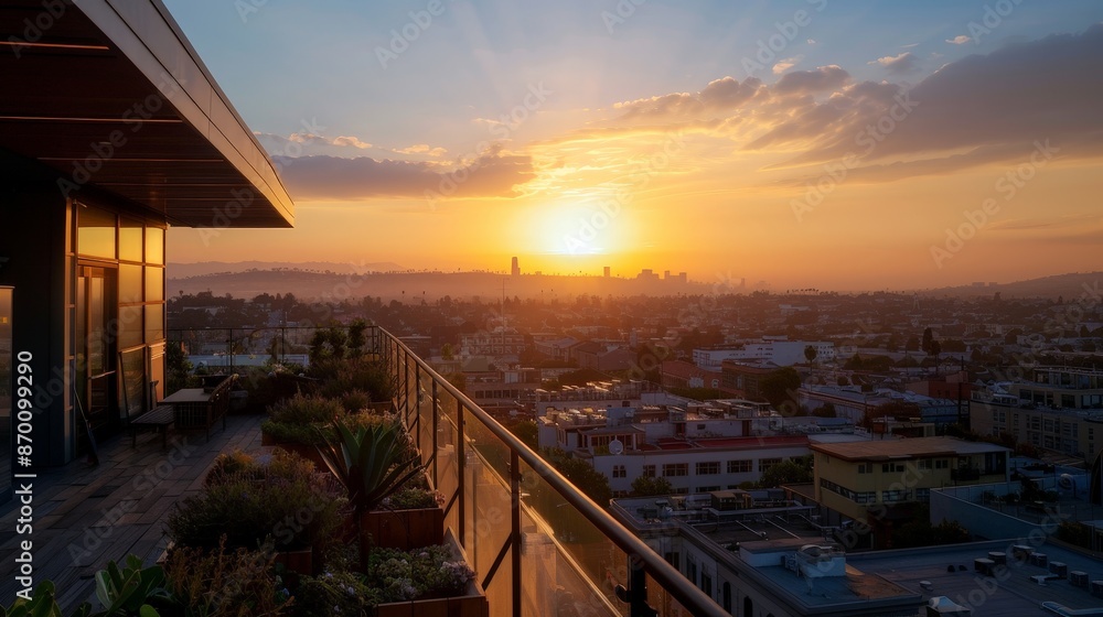 A sunset viewed from a rooftop terrace, with the city below coming to life in the twilight, offers a unique and beautiful perspective. A sunset viewed from a rooftop terrace, with the city below coming to life in the twilight, offers a unique and beautiful perspective.