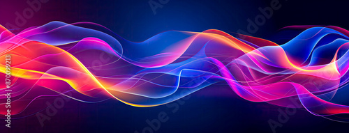 Abstract background with vibrant bright colors and wavy lines , blue, purple, orange, pink, red, yellow , design for banner for poster or presentation. 