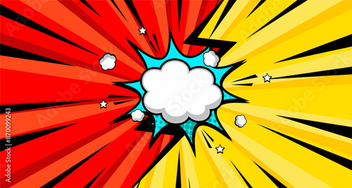 Comic duel background with two opposite sides slanted lines and halftone effects