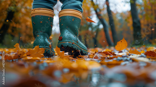Close up of child's rain boots