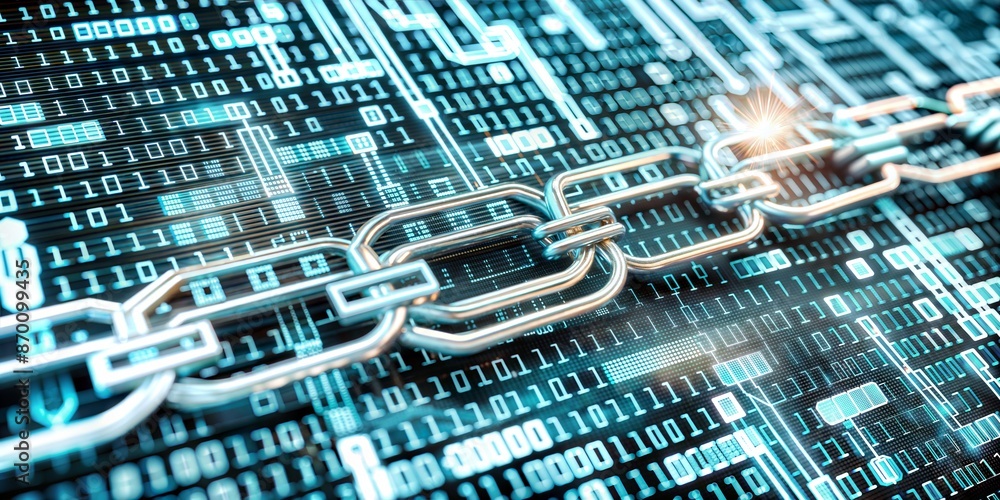 Obraz premium Close-up digital code abstract data glitch blockchain futuristic background technology cyber conception