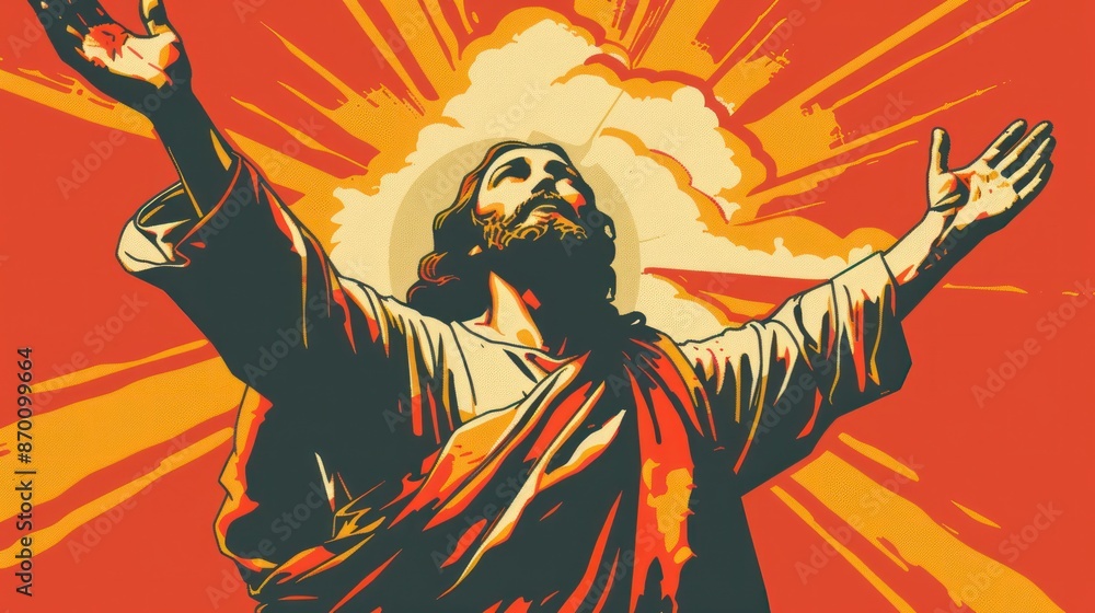 Fototapeta premium Retro vector poster of Jesus loves you