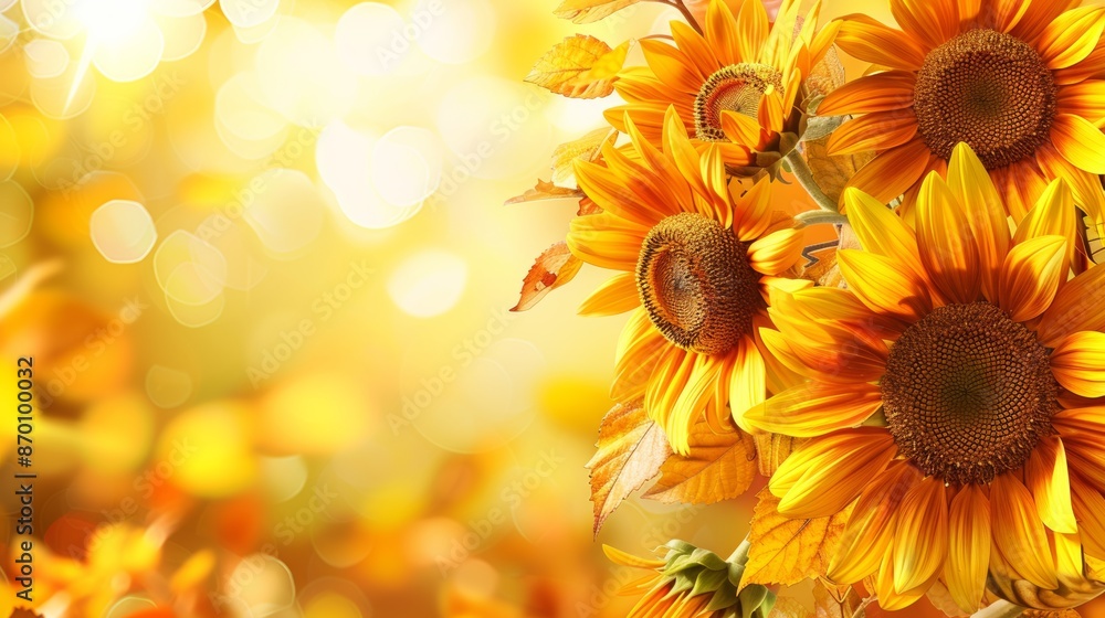 Yellow Background with Seductive Sunflowers Yellow Background with Seductive Sunflowers